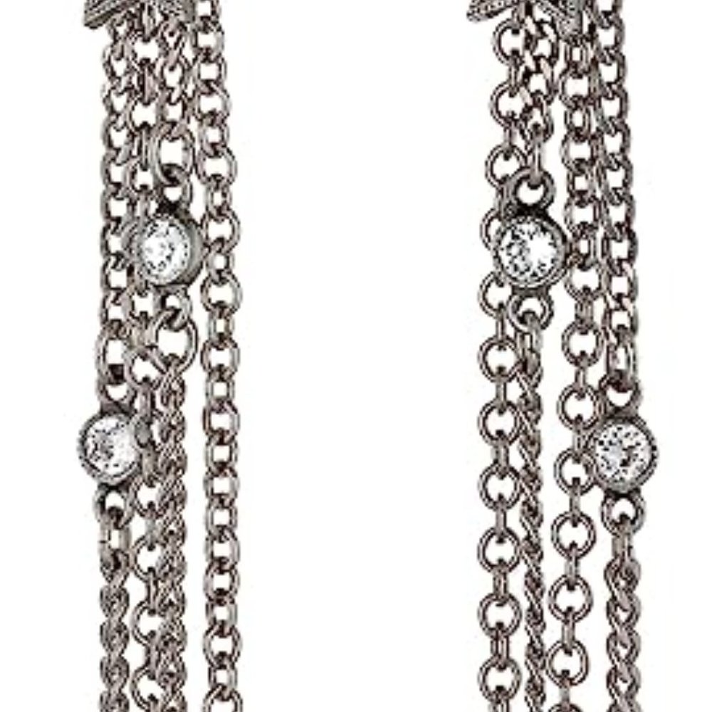 BEN AMUN JEWELRY Crystal Star Dangle Earrings in Silver New - Picture 9 of 9